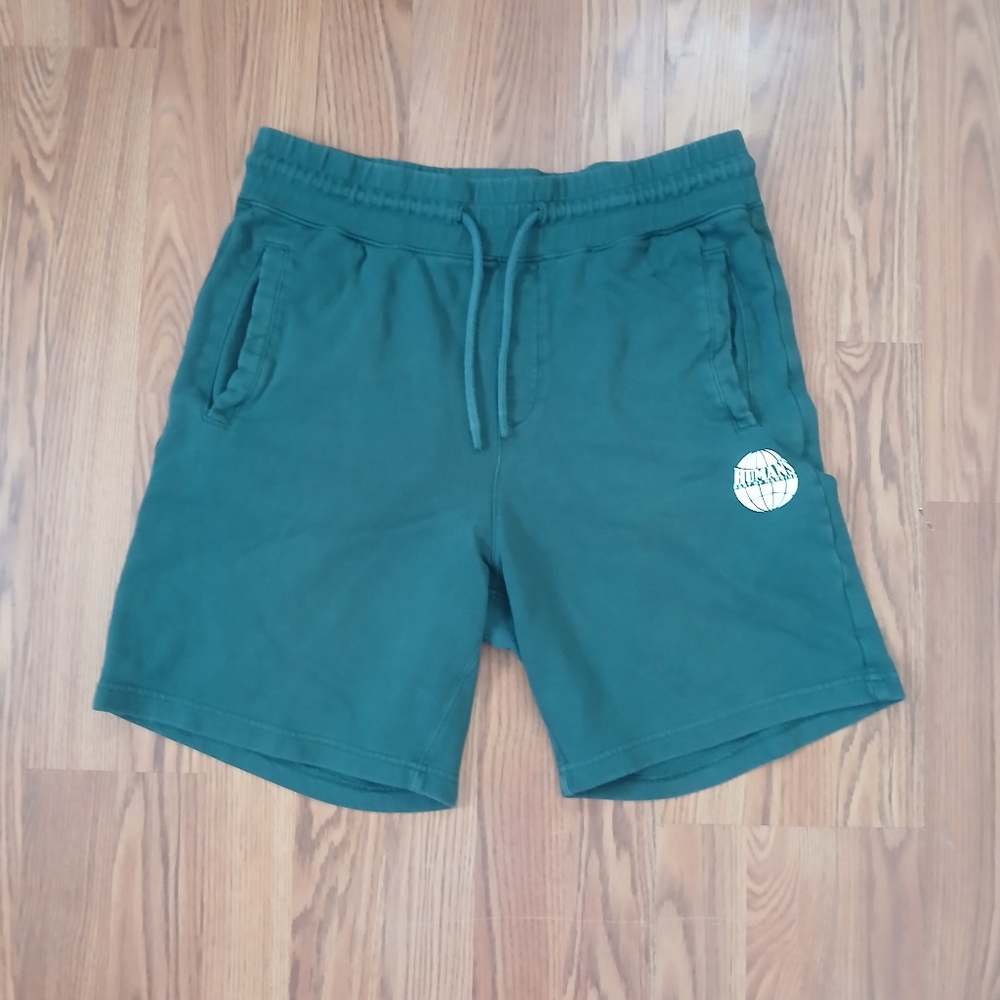 H&M Men's Relaxed Fit Graphic Sweatshorts in Dark Green (Humans Part Of Mankind)
